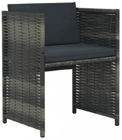 3-részes szürke polyrattan bisztrószett párnákkal