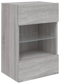 szürke sonoma színű fali TV-szekrény LED-del 40x30x60,5 cm