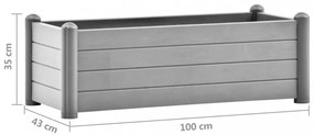 kőszürke kerti PP magaságyás 100 x 43 x 35 cm