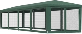 Zöld HDPE rendezvénysátor 10 hálós oldalfallal 3x12 m
