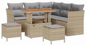 vidaXL Kerti Kanapé Szett 8 pcs Bézs polirattan