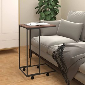 Fekete szerelt fa kisasztal kerekekkel 40 x 30 x 63,5 cm