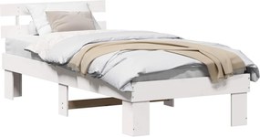 vidaXL Ágykeret fejtámlával Fehér 100 x 200 cm Tömör fenyőfa