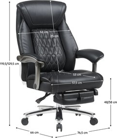 Irodai szék, fekete ekobőr/króm, teherbírás 150 kg, URIEN