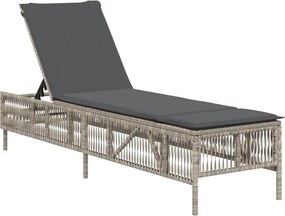 vidaXL világosszürke polyrattan napozóágy párnával