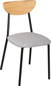 Étkezőgarnitúra 1+4, világos tölgy/szürke/fekete, MADIO