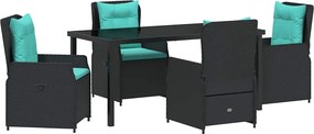 vidaXL Kert étkező szett 5 pcs Fekete Poli rattan