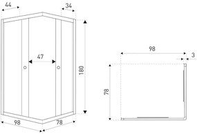 OLGA SQ 100x80 szögletes zuhanykabin zuhanytálca nélkül