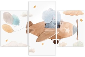 Kép - Akvarell elefánt egy repülőgépen (90x60 cm)