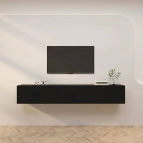 3 db fekete falra szerelhető TV-szekrény 80 x 34,5 x 40 cm