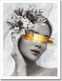 Poszter fehér keretben 30x40 Női portré arany karszalag