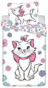 Fehér egyszemélyes pamut gyerek ágyneműhuzat 140x200 cm Marie Cat "Floral" – Jerry Fabrics