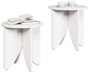Dohányzóasztal 2 pcs Fehér 41.5 x 41.5 x 44 cm Tömör fenyőfa