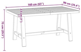 Étkezőasztal NOAIN A alakú lábak 160x90x75 cm tömör fa fenyőfa