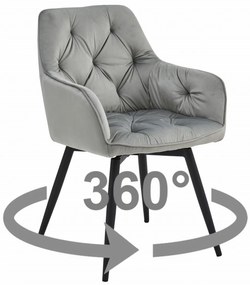 JORK360 VELVET világosszürke forgó étkezőszék