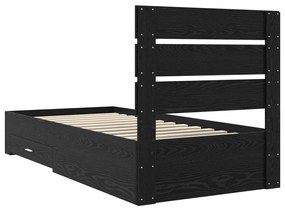 vidaXL Ágykeret fiókkal fejtámlával Fekete tölgy 90 x 190 cm Faanyag