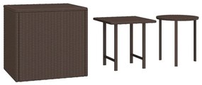 3 db barna polyrattan kerti kisasztal