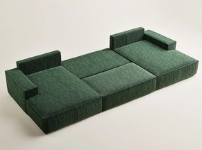 Sötétzöld zsenília kinyitható-tárolóhelyes sarokkanapé (U alakú) Kyoto – Maison de Rêve