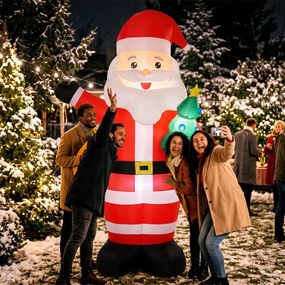 Outsunny felfújható Mikulás, 243 cm, erős LED lámpával, piros