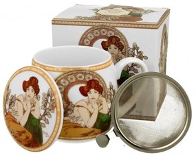 Porcelán szűrős teás bögre Mucha Topaz