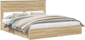 vidaXL Tárolós Ágy fejtámlával Sonoma tölgy 180 x 200 cm Faanyag