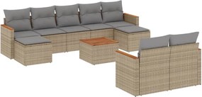 vidaXL 10 részes bézs polyrattan kerti ülőgarnitúra párnával