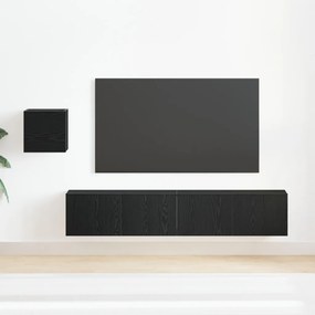 4 db-os TV szekrény szett fekete tölgy szerelt fával
