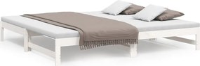 vidaXL fehér tömör fenyőfa kihúzható kanapéágy 2 x (90 x 200) cm