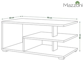 Mazzoni LINK Arany Tölgy/Fekete - MODERN DOHÁNYZÓASZTAL POLCCAL