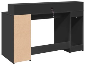 fekete szerelt fa íróasztal LED-világítással 140 x 55 x 91 cm