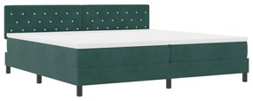 Box Spring Ágy Matrac &amp; LED Sötét Zöld 200x200 cm Bársony