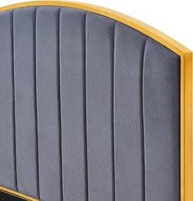 Ágy ráccsal, 180x200, sötétszürke Velvet szövet/gold arany króm, GEORGIA