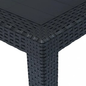 3-részes antracitszürke rattan jellegű műanyag bisztrószett