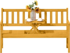 Outsunny 2-Fős Fa Kerti Pad, Időjárásálló Pad, Kerti Bútor Hátfallal és Karfákkal, Hajtható Asztalú Park Pad 320kg Teherbírással, Balkon Pad, Fa Pad E