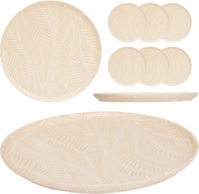 6 db-os étkészlet 28 cm Krémszínű kerámia étkészlet