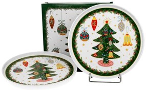 Karácsonyi fenyőfás porcelán kis tányér szett 2 db-os dobozban Around Christmas Tree