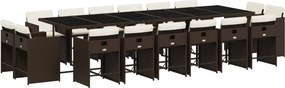 vidaXL 17 részes barna polyrattan kerti étkezőgarnitúra párnákkal