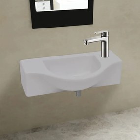 vidaXL Kerámia fürdőszoba mosdókagyló csaptelep lyukkal fehér