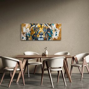 Kép - Absztrakt olajfestmény oroszlánnal (120x50 cm)
