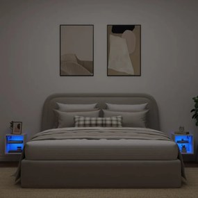 2 db fehér falra szerelhető TV-szekrény LED-ekkel 30x28,5x30 cm