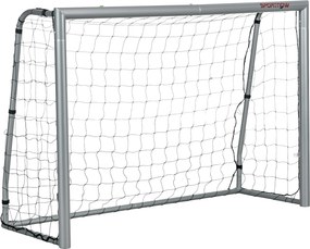 SPORTNOW Foci Kapu 180x120x60 cm Csavarokkal és Cölöpökkel, Szürke Foci Háló PE és Fém Anyagból | Aosom
