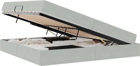 vidaXL Ágy tárolóval és matraccal Világosszürke 200 x 200 cm Bársony