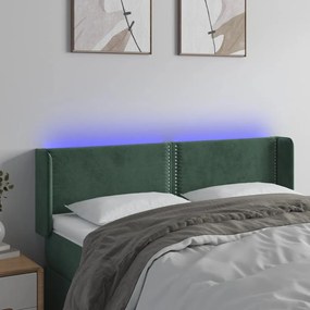 sötétzöld bársony LED-es fejtámla 147 x 16 x 78/88 cm