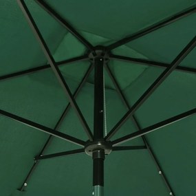 zöld napernyő LED-ekkel és acél rúddal 2 x 3 m