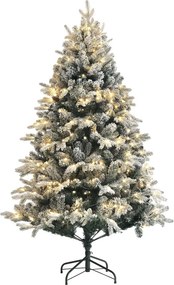 HOMCOM Műfenyő, 180 cm, LED fények, hófödte, lángálló, fém