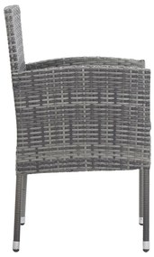 2 db szürke polyrattan kerti szék sötétszürke párnákkal
