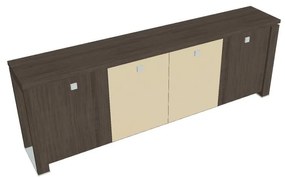 Verno+ S alacsony szekrény 260 x 46 x 90 cm, kombinált ajtó, antracit tölgy / vanília