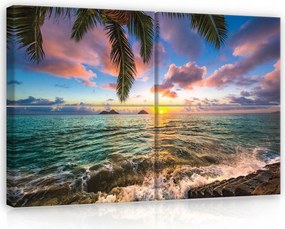 Vászonkép 120x80 Trópusi óceáni paradicsom hajnal/alkonyat tengerpart pálmafák