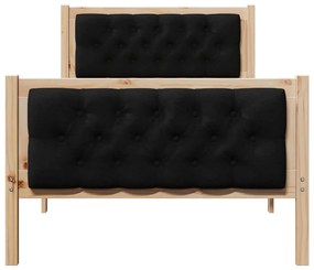 Ágykeret fejtámlával Fekete 90 x 200 cm Tömör fenyőfa