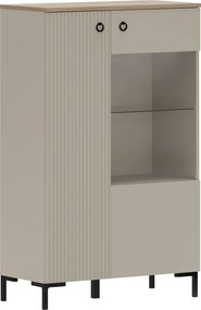 Alacsony vitrin, szürkésbarna Taupe/silverjack tölgy, DOMCA 1D1W/140